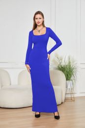 Two-in-one With Lining Double-layer Belly Contracting Hip Lifting Long Sleeve Narrow Dress (Option: Blue-S)