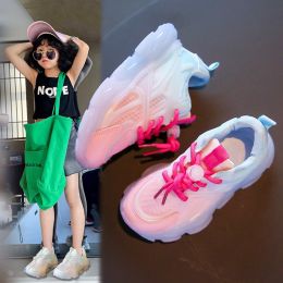 Boys And Girls Breathable Mesh Glow-in-the-dark Shoes (Option: Rose Red-34)