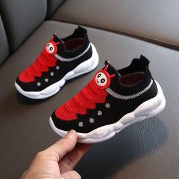 Boys And Girls Mesh Breathable Sports Soft Sole Shoes (Option: Black-28)