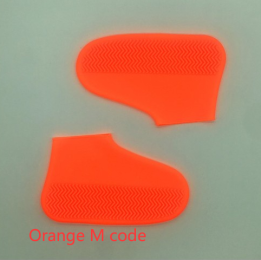 Men and women hiking slip wearable easy to carry silicone rain boots (Option: Orange M code-M)