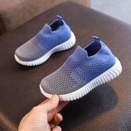 Kids Shoes Multicolor Knitted Toddler Baby Sneakers Casual (Option: Blue-33)