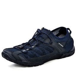 Lightweight Comfortable Men's Casual Shoes With Breathable Mesh Surface (Option: Blue-46)