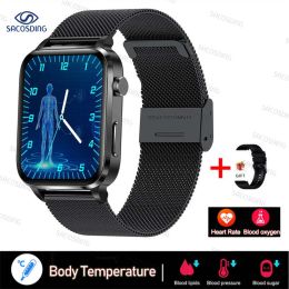 2023 Thermometer Smart Watch Men Sangao Laser Treat Health Heart Rate Blood Pressure Sport Smartwatch Sleep Monitoring (Color: Black 1)