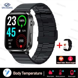 2023 Thermometer Smart Watch Men Sangao Laser Treat Health Heart Rate Blood Pressure Sport Smartwatch Sleep Monitoring (Color: Black 3)