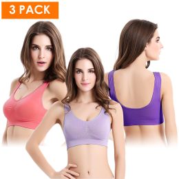 3 Pack Sport Bras For Women Seamless Wire free Bra Light Support Tank Tops For Fitness Workout Sports Yoga Sleep Wearing (Color: PP_GY_MelonRed, size: 4XL)