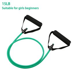 1pc 5 Levels Resistance Bands (suitable Beginner) With Handles Yoga Pull Rope Elastic Fitness Exercise Tube Band For Home Workouts Strength Training (Color: Green-15LB)