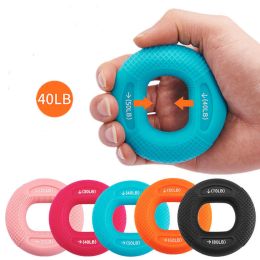 40-80LB Strength Hand Grip Ring; Muscle Power Training Silicone Ring; Fitness Body Building Carpal Expander Training Finger Ring (Color: Blue-40-50BL)