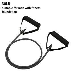 1pc 5 Levels Resistance Bands (suitable Beginner) With Handles Yoga Pull Rope Elastic Fitness Exercise Tube Band For Home Workouts Strength Training (Color: Black-30LB)